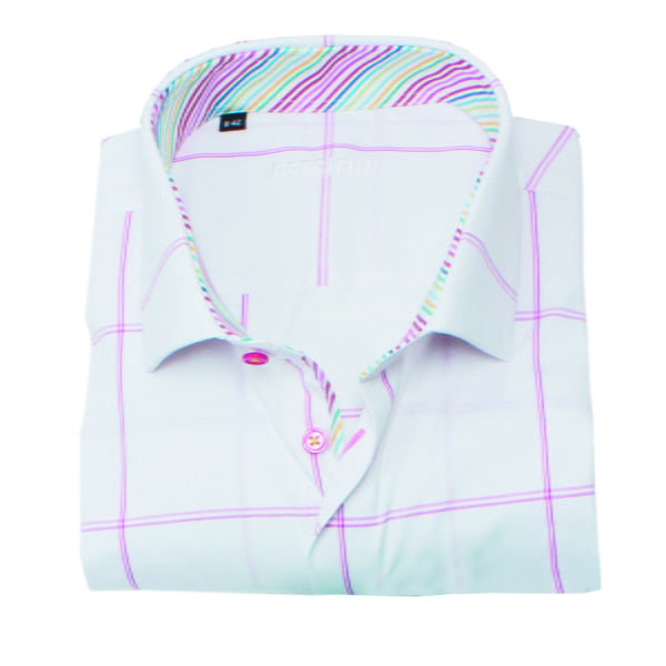 VALKO-PINKKI RUUDULLINEN KAULUSPAITA 2771-55 - Image 3