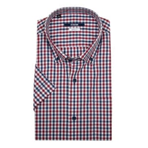 SINI-PUNARUUDULLINEN NAPPIKAULUSPAITA, lyhythihainen