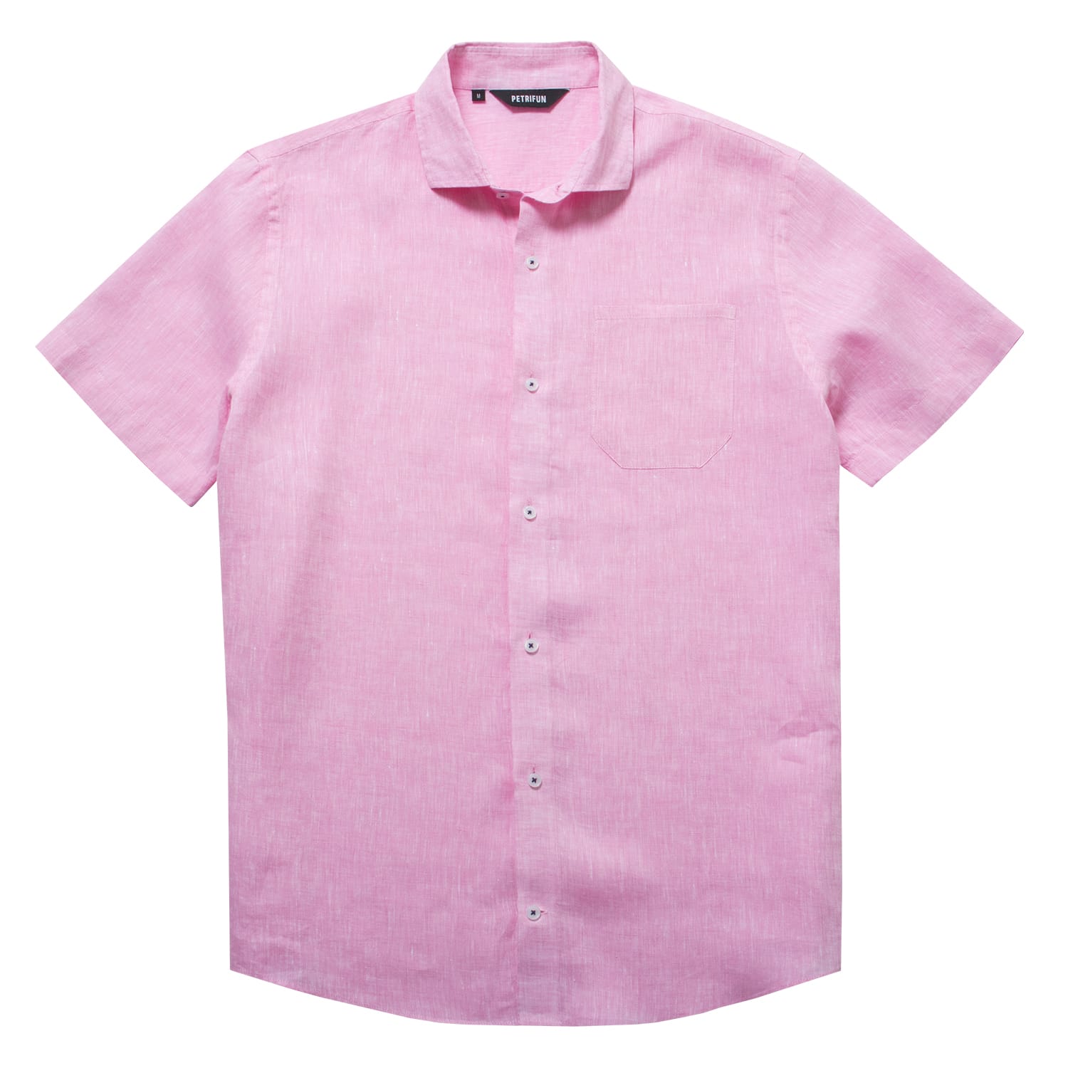 PINKKI PELLAVAKAULUSPAITA, lyhythihainen